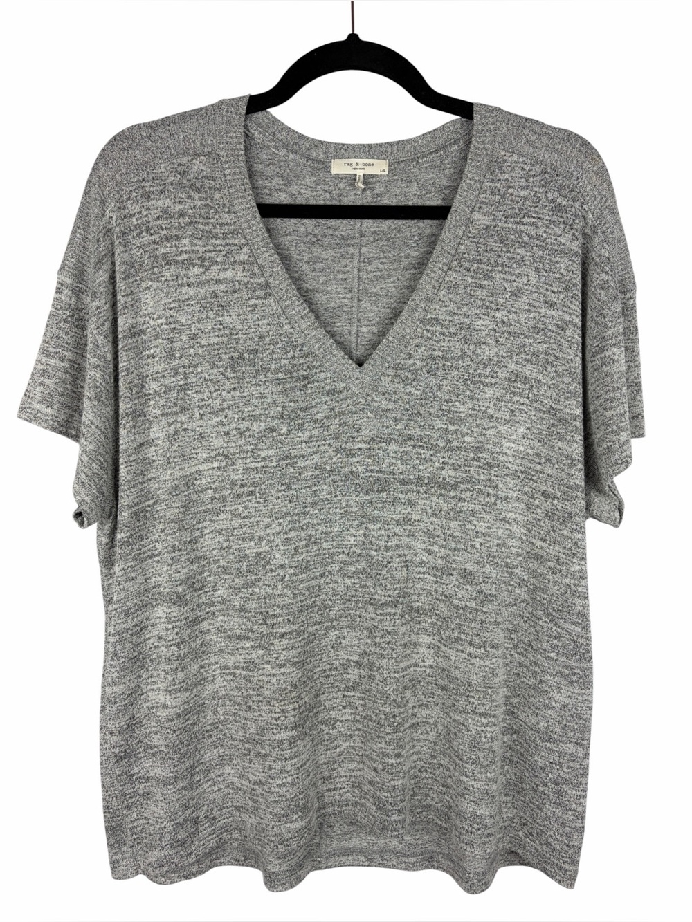 Rag & Bone Grey Marled V-Neck Oversized Knit Top Size Large